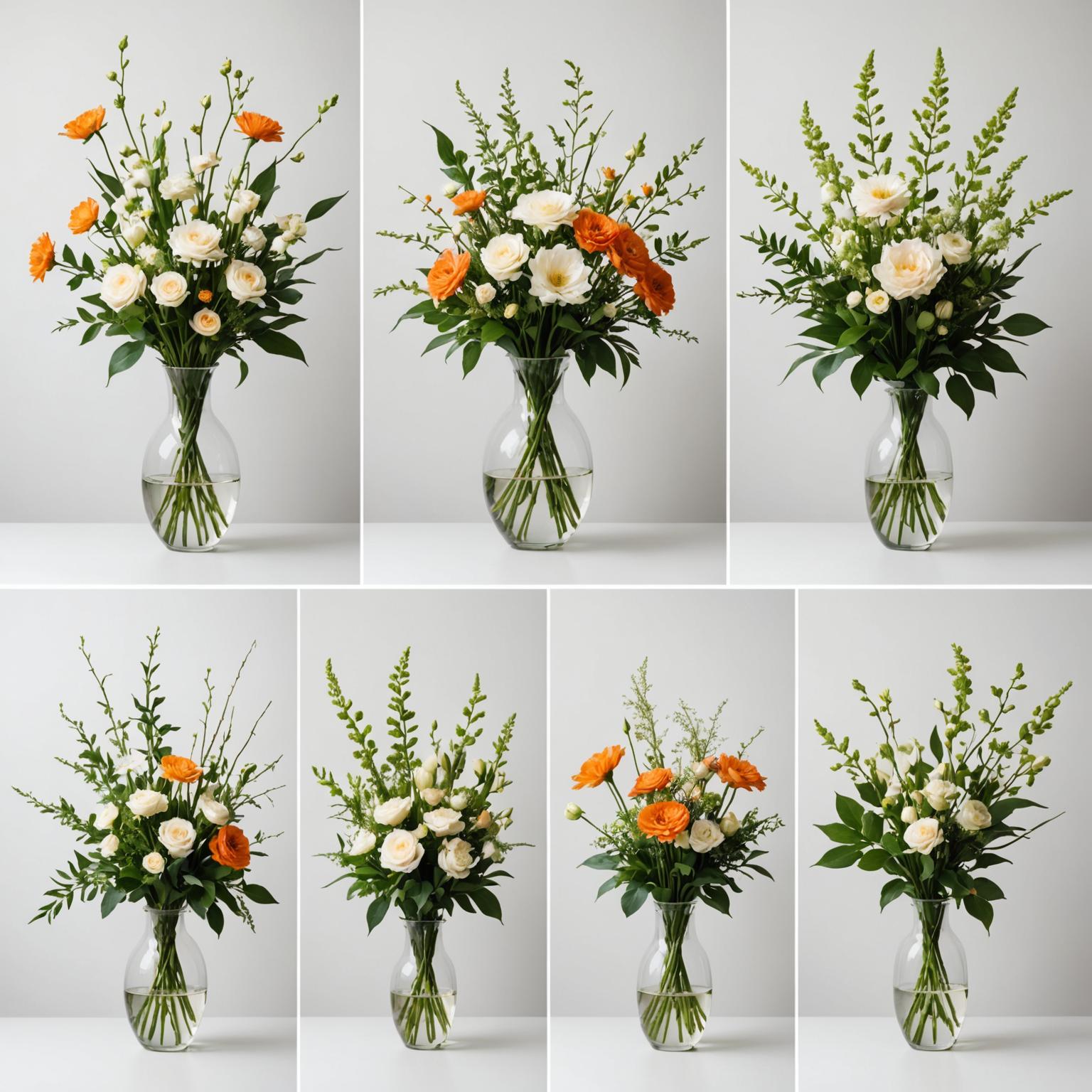 Three distinct floral arrangement styles displayed side by side