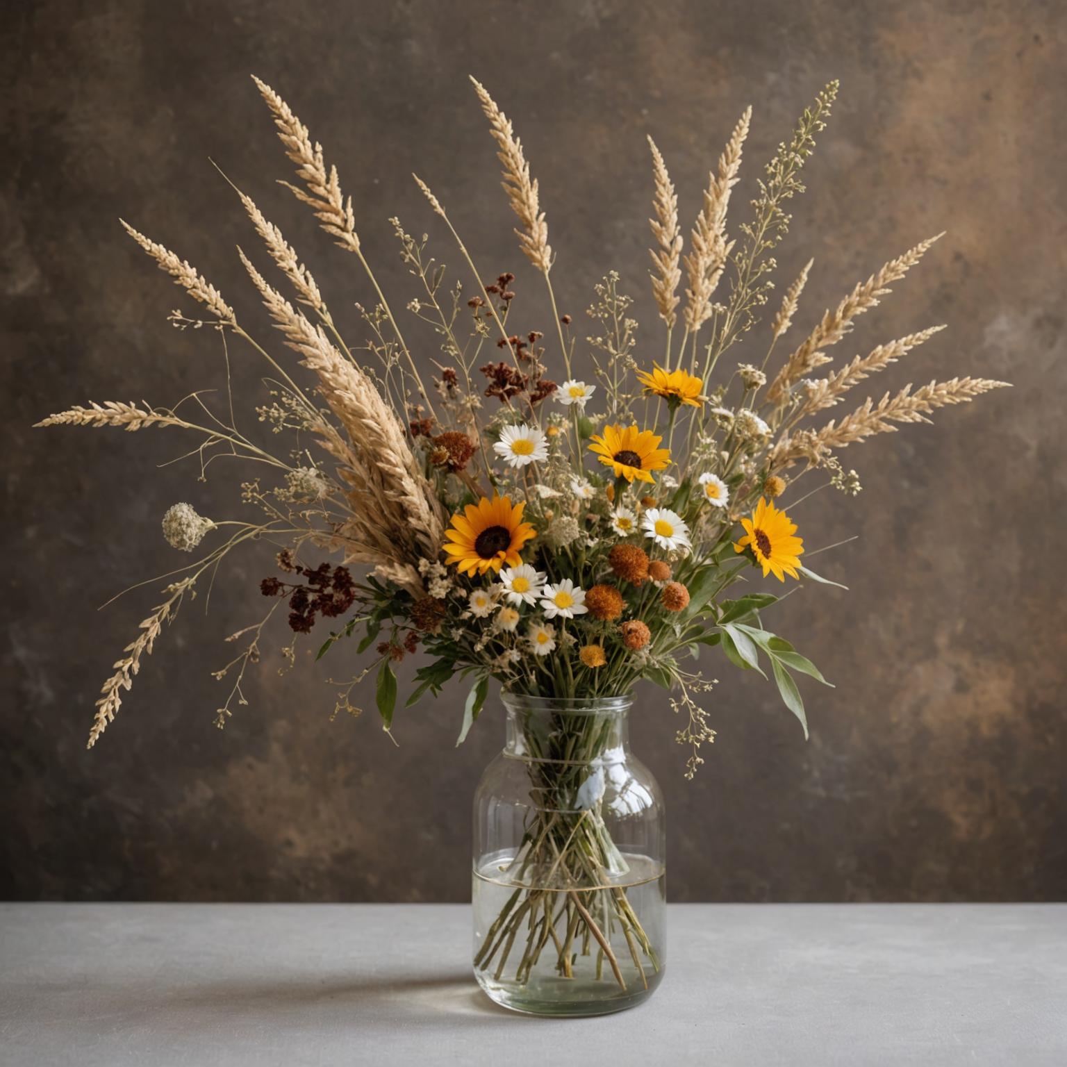 Eco-friendly floral arrangement using locally grown flowers and natural mechanics